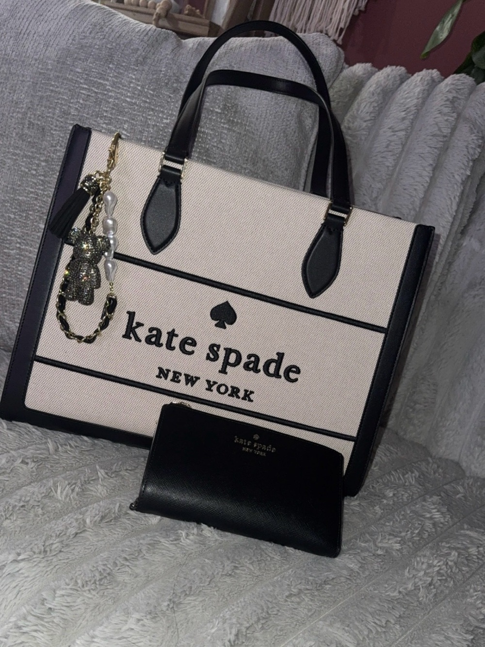 Kate Spade New York Ellie Large Canvas Tote & Staci phone/wallet wristlet BNWT!